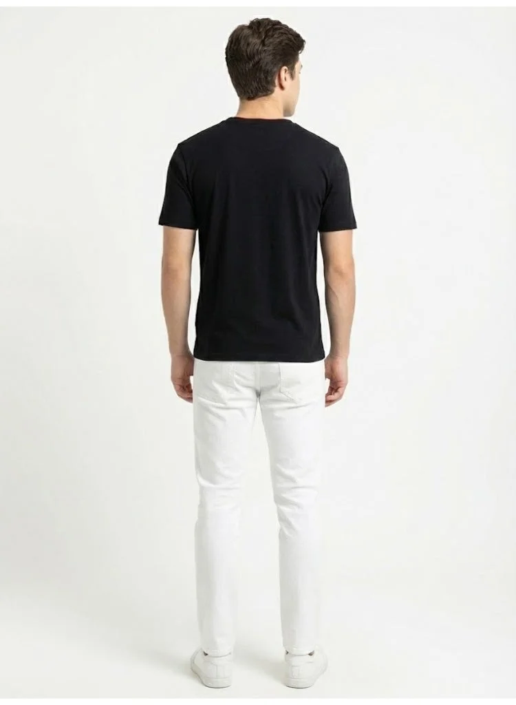 لعب البولو تيشيرت رجالي مطبوع أسود